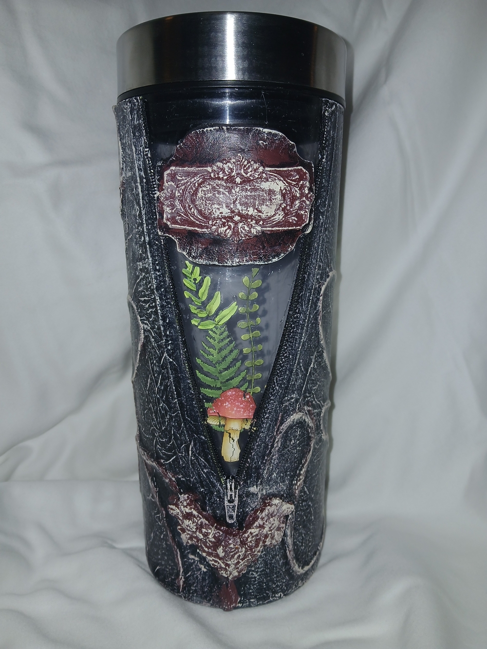 Upcycled Starbucks Canister 1 Of A Kind Mushroom Zipper Handmade
